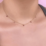 Dainty Ruby Necklace - 14K White Gold