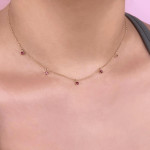 Shy Creation Dainty Ruby Necklace - 14K White Gold 