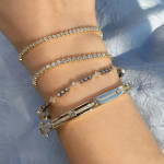 Shy Creation .64 CT Diamond Bezel Tennis Bracelet - 14KT White Gold 