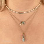 1.94 CT Diamond Crown Setting Tennis Necklace - 14KT White Gold