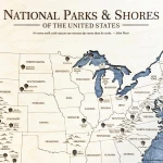 Nautical Wood Maps U.S. National Parks Adventure Map Wall Art 