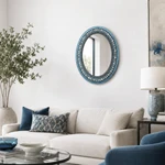 Zetamari Mosaics Oval Mosaic Mirror - Silver Haze 