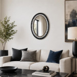 Zetamari Mosaics Oval Mosaic Mirror - Black & White 