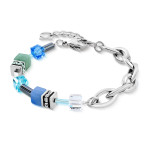 Coeur de Lion GeoCUBE Chunky Chain Bracelet - Silver Blue 