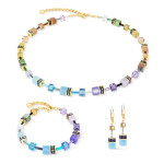 Coeur de Lion GeoCUBE Iconic Drop Earrings Multicolor Joy Gold 