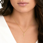 Midas 3D Cross Necklace on Paperclip Chain 