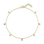 Shy Creation Turquoise & Diamond Charm Bracelet 