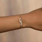 Shy Creation .75 CT Diamond Paper Clip Link Bracelet 