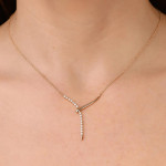 Shy Creation Diamond Curved Bar Lariat Necklace 