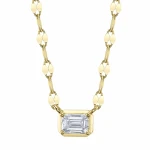 Shy Creation Diamond Emerald Bezel on Sparkle Chain Necklace 