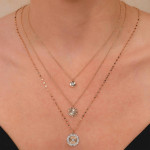 Shy Creation Diamond Bezel Baguette Ribbed Circle Sparkle Chain Necklace 
