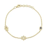 Shy Creation Hamsa, Evil Eye & Star of David Bracelet 