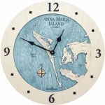 Sea & Soul Charts Anna Maria Custom Nautical Wood Clock 