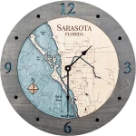 Sea & Soul Charts Sarasota Nautical Wood Clock 