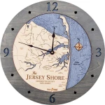 Sea & Soul Charts Jersey Shore Nautical Wood Clock 