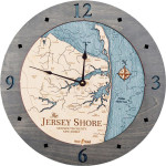 Sea & Soul Charts Jersey Shore Nautical Wood Clock 