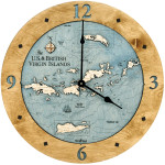 Sea & Soul Charts Virgin Islands Nautical Wood Clock 