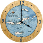 Sea & Soul Charts Virgin Islands Nautical Wood Clock 