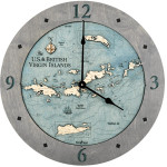 Sea & Soul Charts Virgin Islands Nautical Wood Clock 