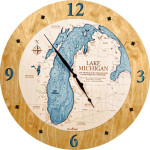 Sea & Soul Charts Lake Michigan Nautical Wood Clock 