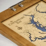 Chesapeake Bay Nautical Map Serving Tray with Boat Cleat Handles