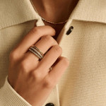 Ti Sento Milano Structured Triple Band Two-Tone Zirconia Ring 