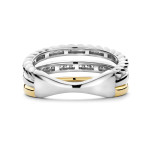 Ti Sento Milano Structured Triple Band Two-Tone Zirconia Ring 