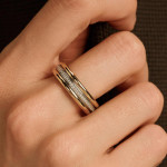 Ti Sento Milano Triple Open Band Zirconia Ring - Gold 