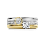 Ti Sento Milano Triple Band Round Double Zirconia Ring 
