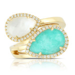 Doves by Doron Paloma Asymmetrical Amazonite & Mother of Pearl Diamond Ring 