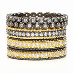 Freida Rothman Classic Pave Beaded Stackable Set of 5 Rings