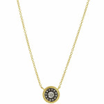 Freida Rothman CZ Nautical Button Pendant Necklace Gold Rhodium
