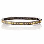 Freida Rothman Signature Reverse Mini Stud Hinge Bangle Gold Rhodium