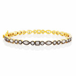 Freida Rothman Alternating Square Marquise Hinge Bangle Gold Rhodium Freida Rothman Alternating Square Marquise Hinge Bangle Gold Rhodium