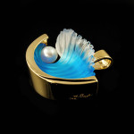 Matt Bezak Large Wave Glass Pendant 14KT Yellow Gold, Pearl Matt Bezak Large Wave Glass Pendant 14KT Yellow Gold, Pearl