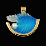 Matt Bezak Large Wave Glass Pendant 14KT Yellow Gold, Pearl Matt Bezak Large Wave Glass Pendant 14KT Yellow Gold, Pearl