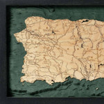 Nautical Wood Maps Puerto Rico - Dark Frame