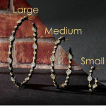 Freida Rothman Signature Teardrop Bezel Hoop Earrings Gold and Rhodium - Large