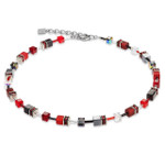 Coeur de Lion Geo Cube Necklace - Black and Red
