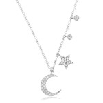 Meira T Moon and Star Diamond White Gold Necklace Meira T Moon and Star Diamond White Gold Necklace