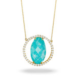 Doves by Doron Paloma Oval Amazonite with Open Diamond Halo Necklace