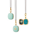 Monica Rich Kosann Green Enamel Vermeil Cushion Locket With Green Sapphire