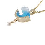 Matt Bezak Wave Pendant with Drop Pearl 14KT Yellow Gold