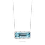 Doves by Doron Paloma Diamond and Sky Blue Topaz Rectangle Pendant Necklace