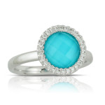 Doves by Doron Paloma Clear Quartz over Turquoise Diamond White Gold Ring Doves by Doron Paloma Clear Quartz over Turquoise Diamond White Gold Ring