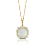 Doves by Doron Paloma Clear Quartz Over Mother of Pearl Square Yellow Gold Pendant Doves by Doron Paloma Clear Quartz Over Mother of Pearl Square Yellow Gold Pendant