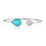 Doves by Doron Paloma Clear Quartz over Turquoise White Gold Bangle Doves by Doron Paloma Clear Quartz over Turquoise White Gold Bangle