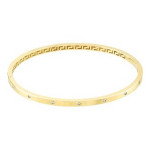 Midas Diamond Square Yellow Gold Tube Bangle Greek Key Interior