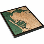 Nautical Wood Maps Brooklyn - Dark Frame