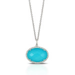 Doves by Doron Paloma Turquoise and Diamond Oval White Gold Pendant Doves by Doron Paloma Turquoise and Diamond Oval White Gold Pendant